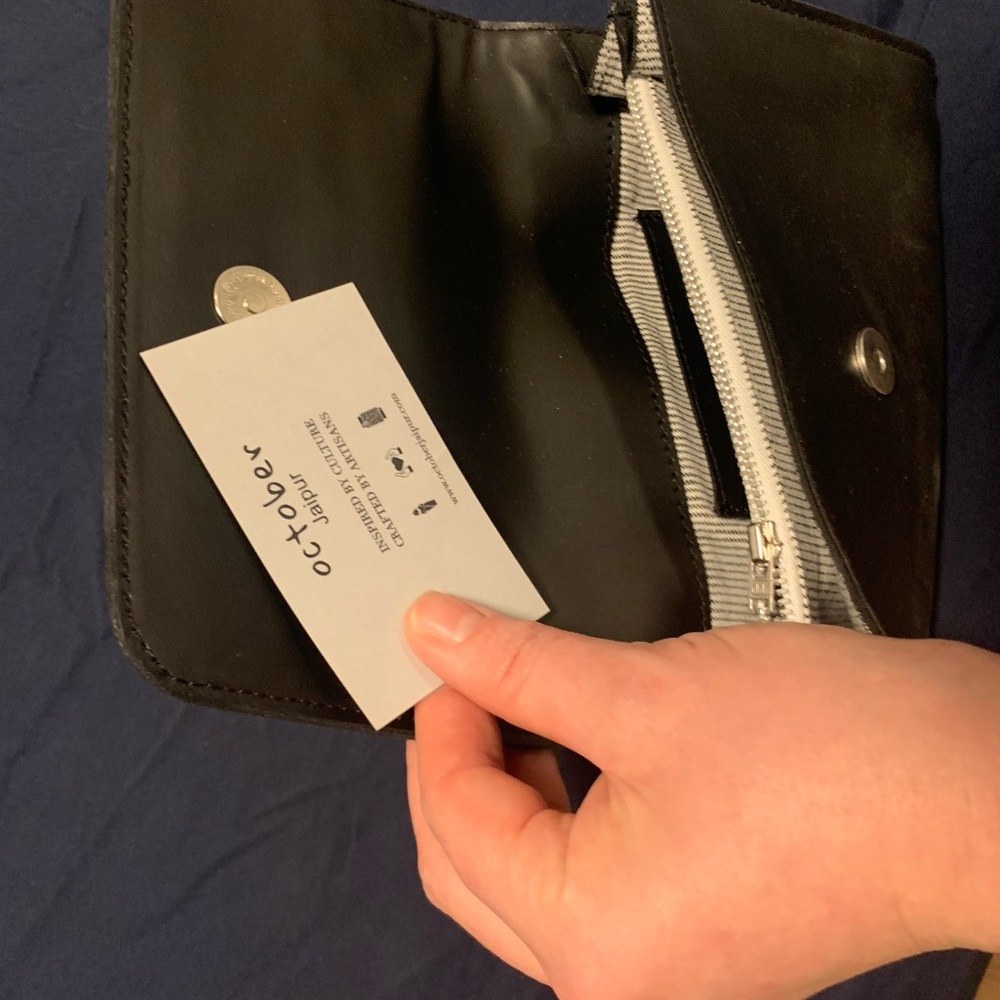 October Jaipur Black Vegan Leather Envelope Clutch